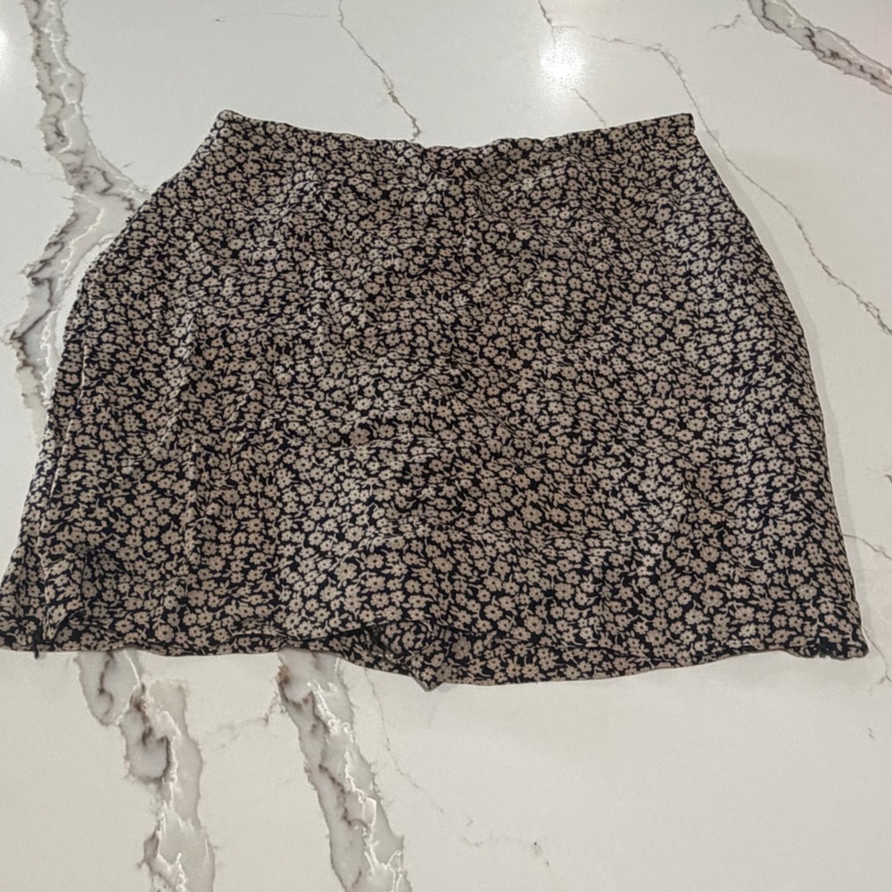 Banana Republic Black Floral Mini Skirt